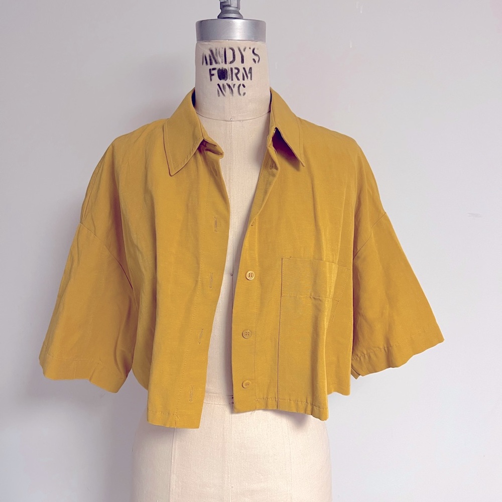 NWOT ZARA cropped jacket size xs mustard yellow